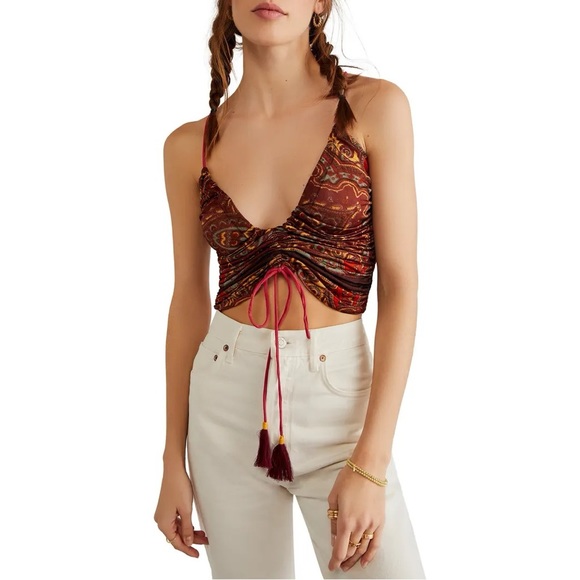 Free People Tops - NWT Free People Cocktail Queen Crop Tank in Jewel Black Combo